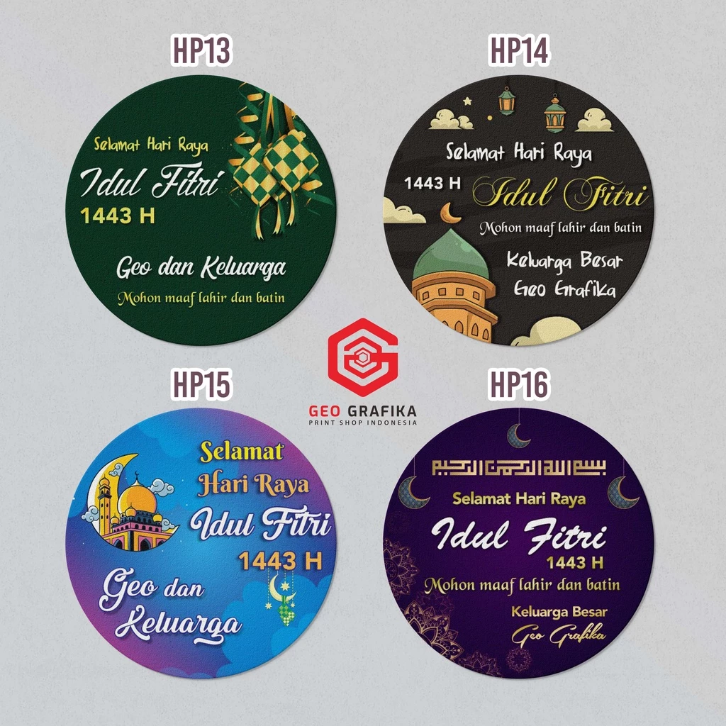 Geo Grafika - Sticker Hampers Lebaran Idul Fitri Custom Nama Uk. 7 cm (isi 24 pcs)