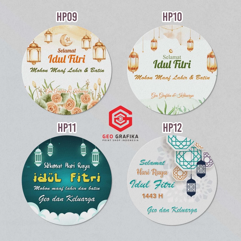 Geo Grafika - Sticker Hampers Lebaran Idul Fitri Custom Nama Uk. 7 cm (isi 24 pcs)