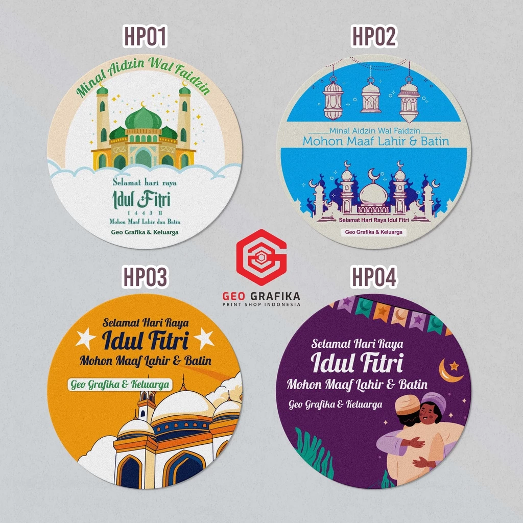 Geo Grafika - Sticker Hampers Lebaran Idul Fitri Custom Nama Uk. 7 cm (isi 24 pcs)