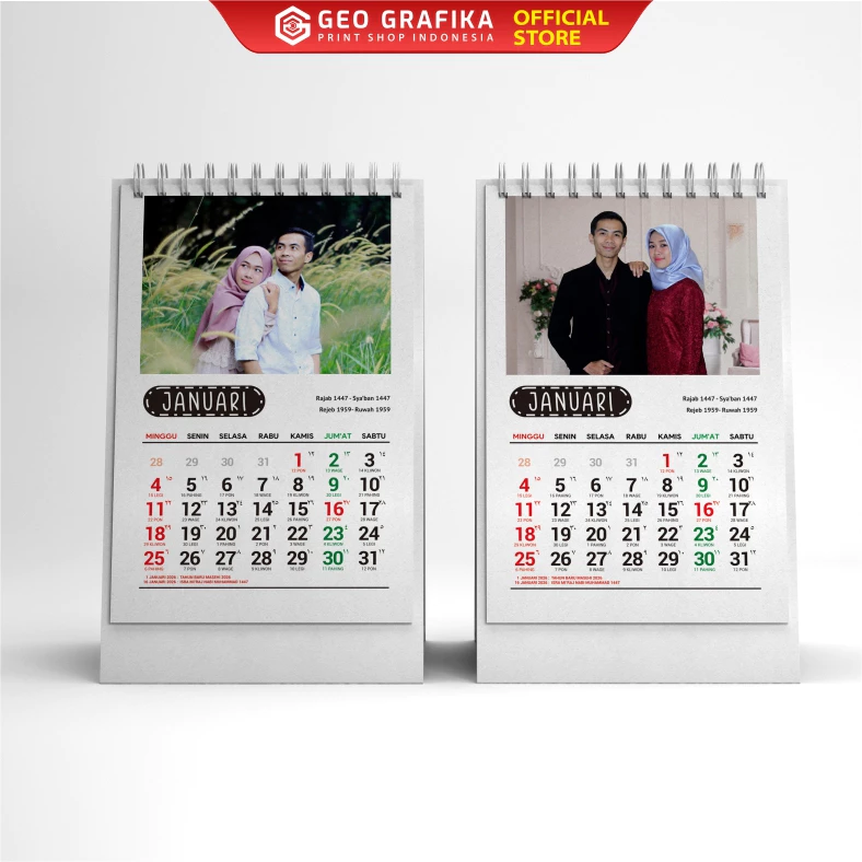 Kalender Meja Mini Kalender Duduk Mini Custom Foto Sendiri Tahun 2026 - Geo Grafika