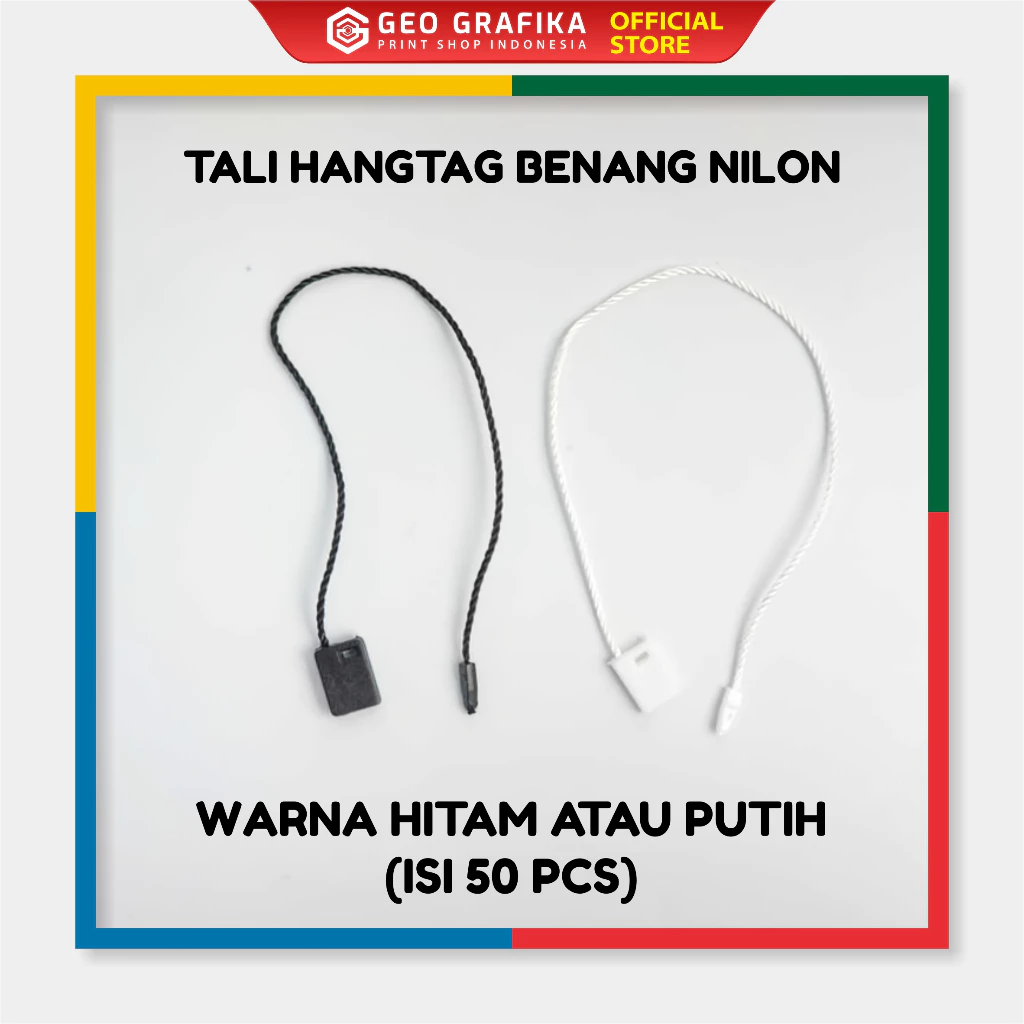 Tali Hangtag Benang Nilon Hitam dan Putih - Geo Grafika