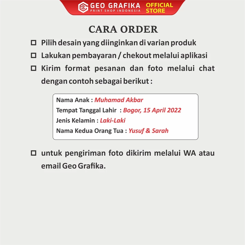 Sticker Tasyakuran Aqiqah Custom Isi 25 pcs - Geo Grafika